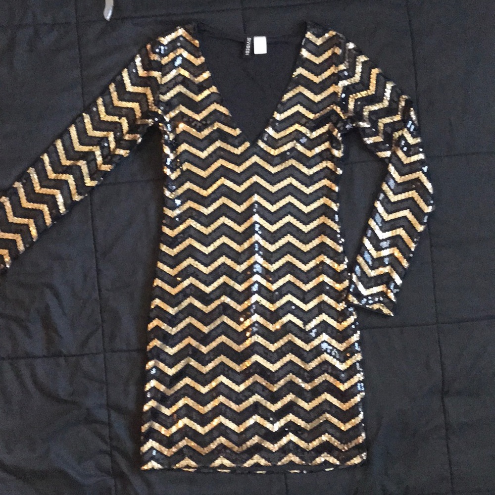 Black and Gold sequin dress